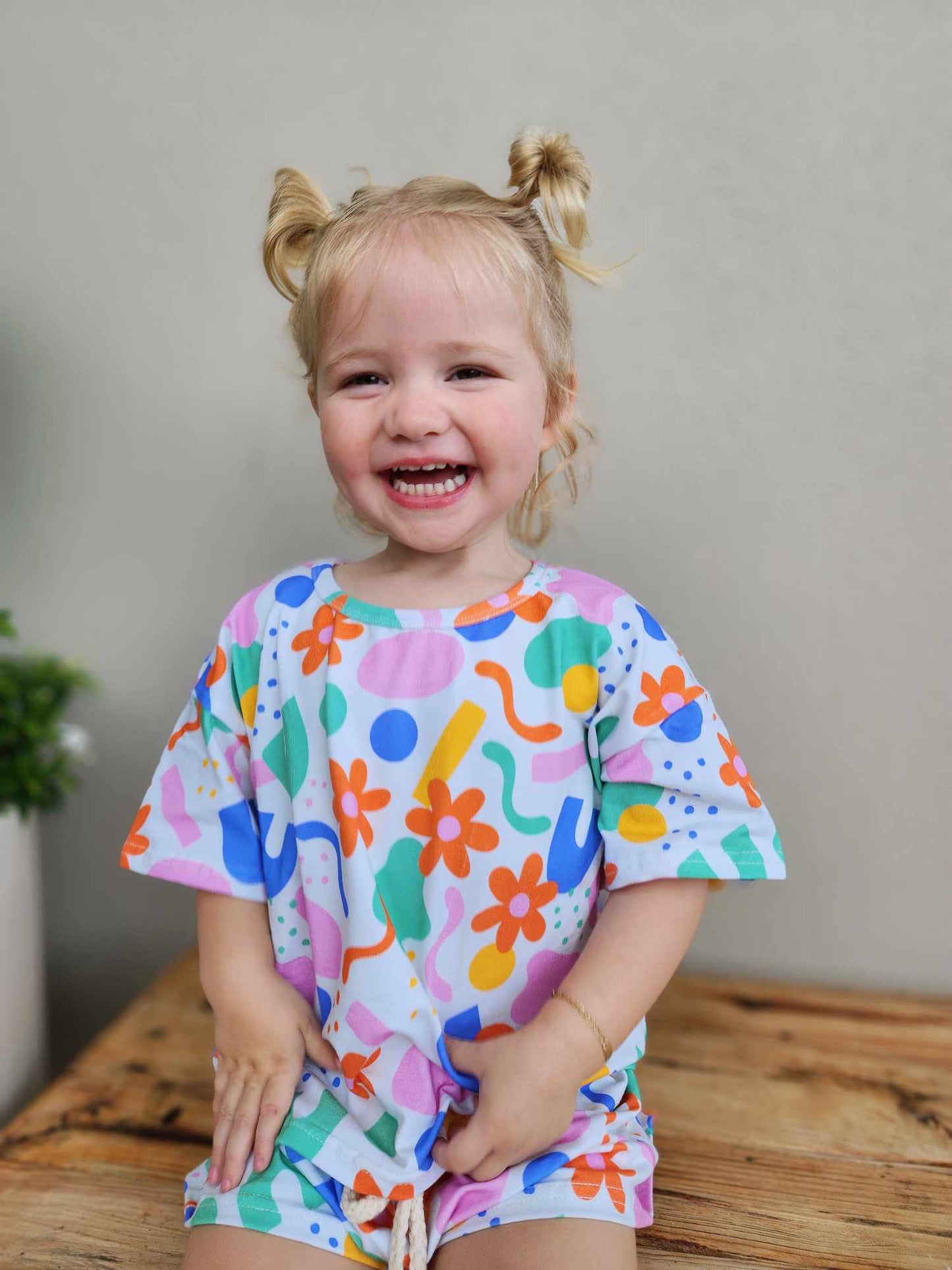 Abstract Flowers Two-Piece Matching Toddler Set