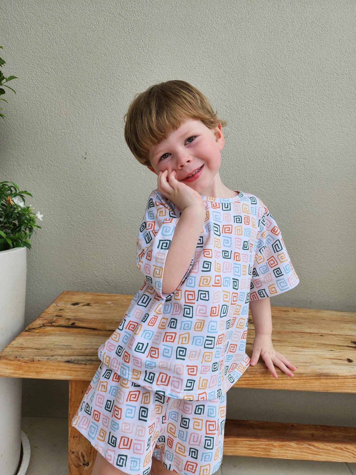 Neutral Sqwirl Two-Piece Matching Toddler Set