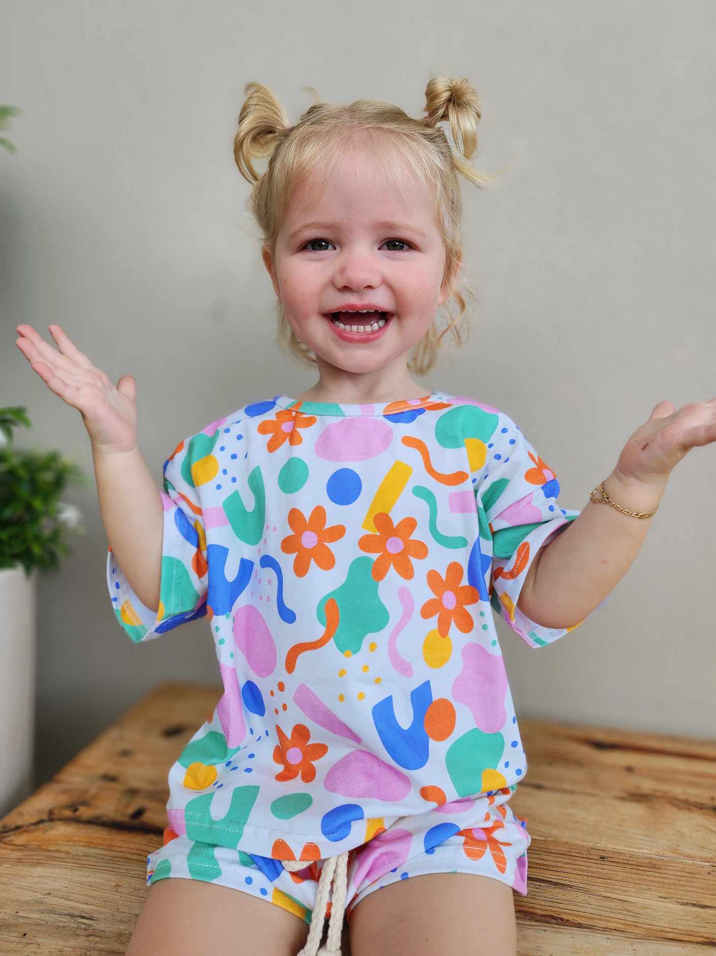 Abstract Flowers Two-Piece Matching Toddler Set