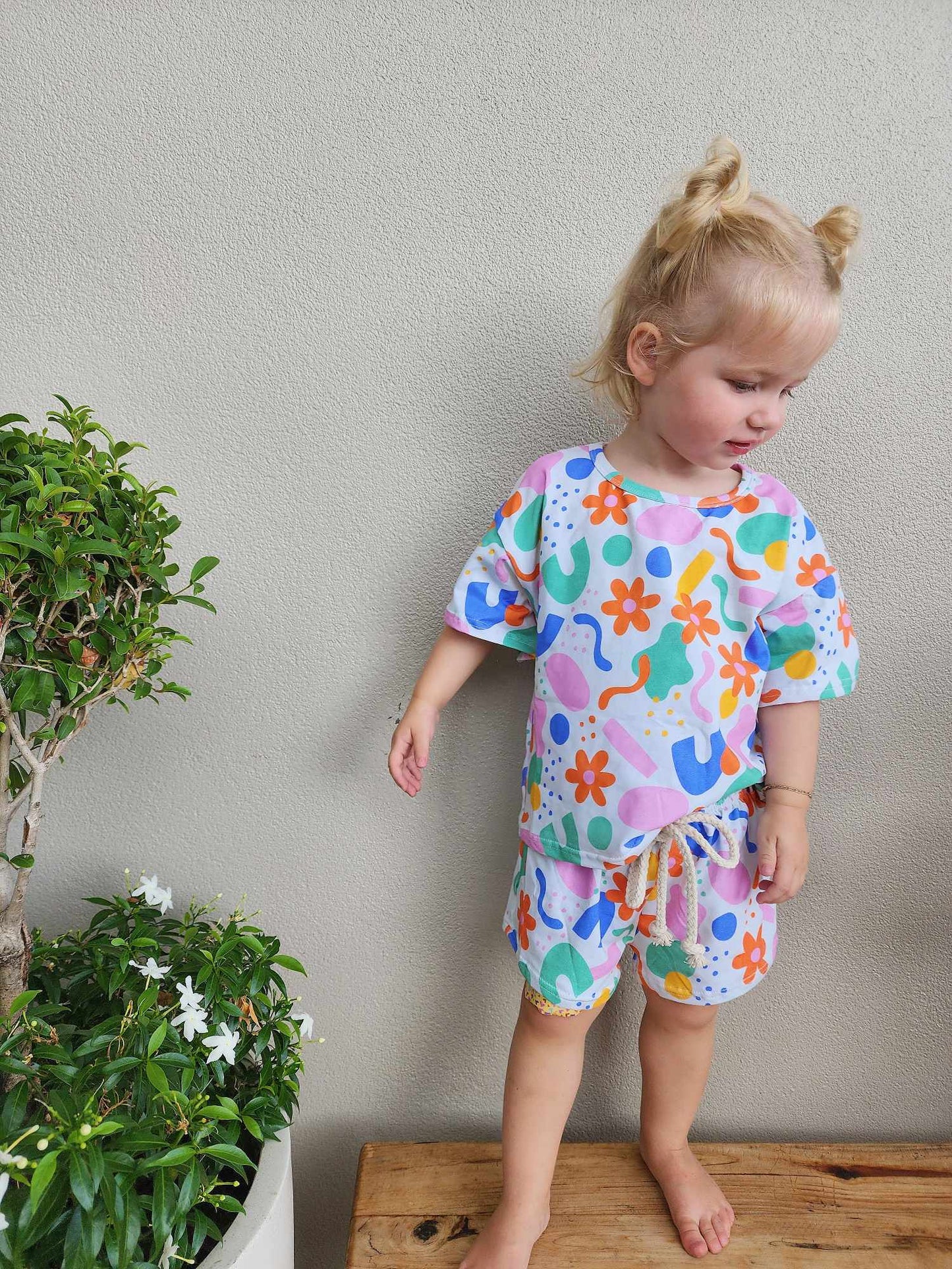 Abstract Flowers Two-Piece Matching Toddler Set