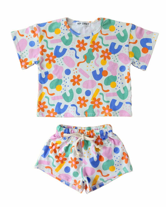 Abstract Flowers Two-Piece Matching Toddler Set